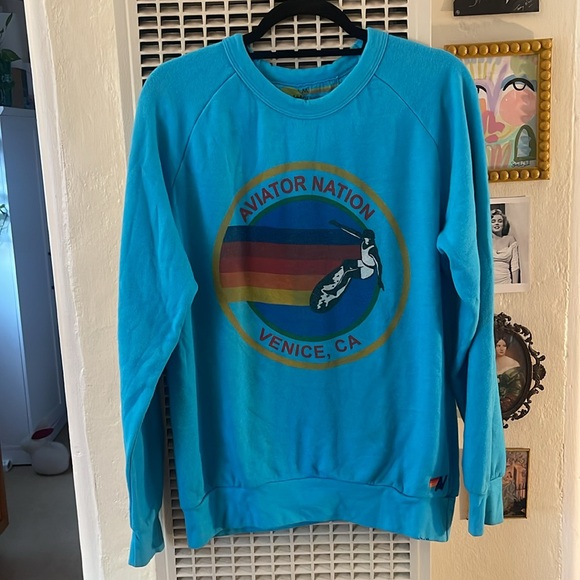 Aviator Nation neon blue logo sweatshirt - Picture 4 of 8